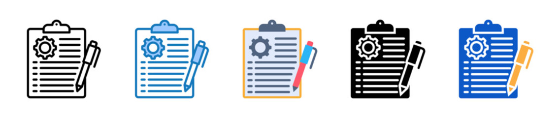 Clipboard multiple style icons set design vector illustration. 