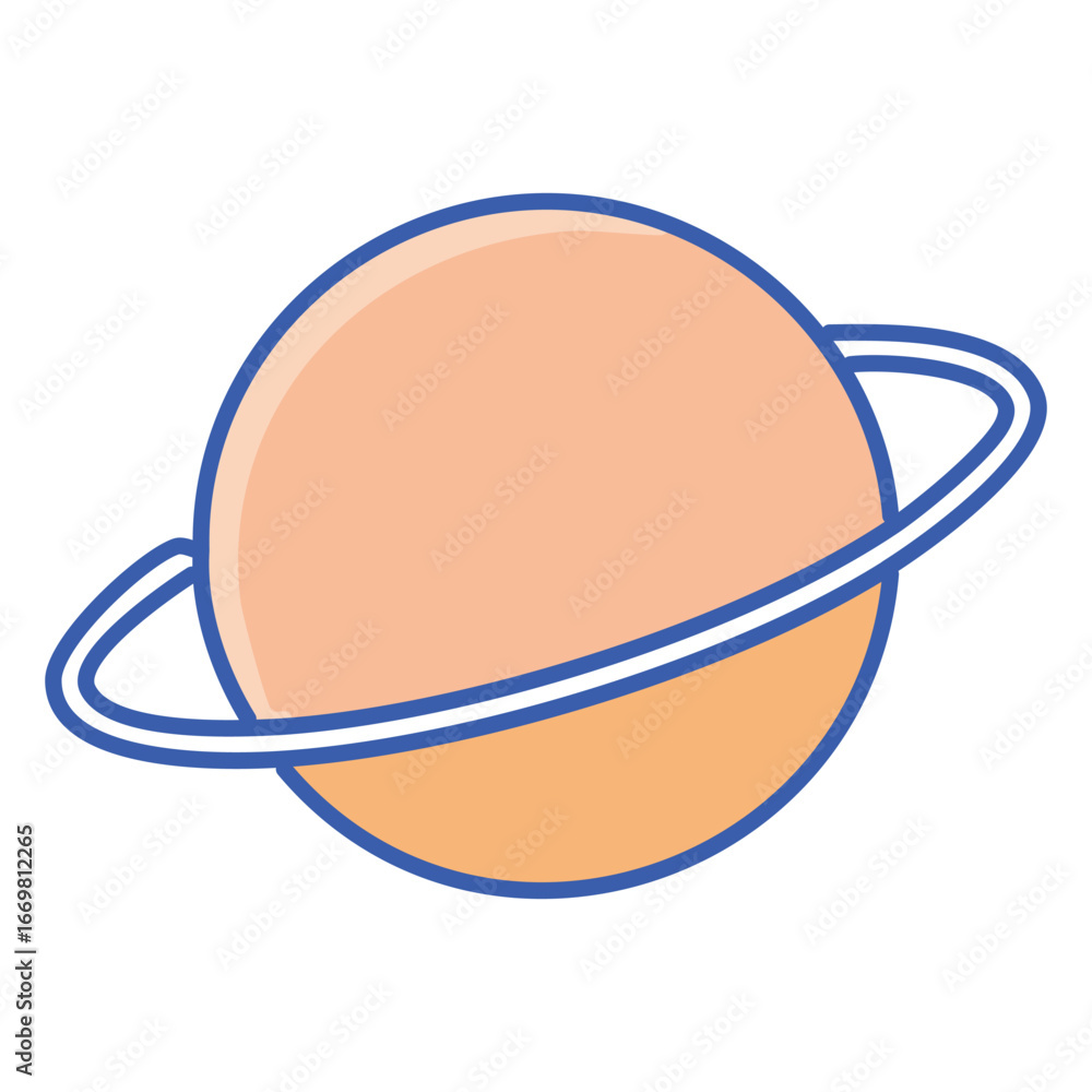 Poster a stylized vector icon of a planet with a rocket, symbolizing space travel and futuristic exploratio