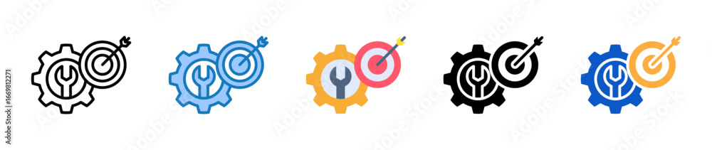 Aufkleber target multiple style icons set design vector illustration.