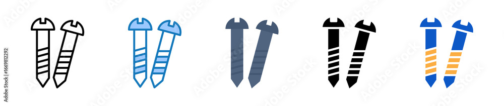 Poster screw multiple style icons set design vector illustration.