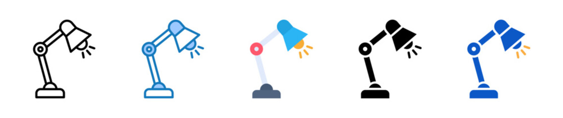 Table Lamp multiple style icons set design vector illustration. 