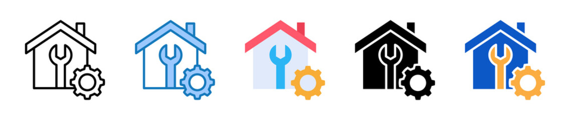 Real Estate multiple style icons set design vector illustration. 