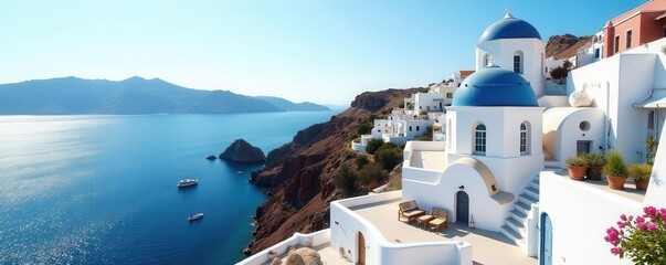 Sun-drenched Mykonos town, whitewashed houses , charming, beautiful, light