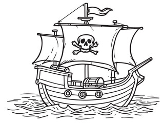 Ship Line Art Illustration