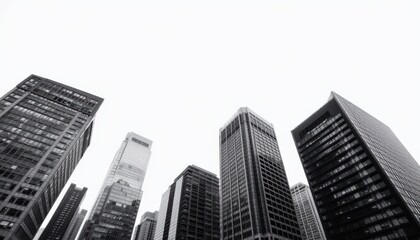 Naklejka premium create an abstract image with a white sky background and tall buildings in the foreground