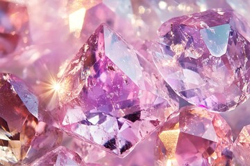 Fototapeta premium Sparkling pink amethyst crystals closeup