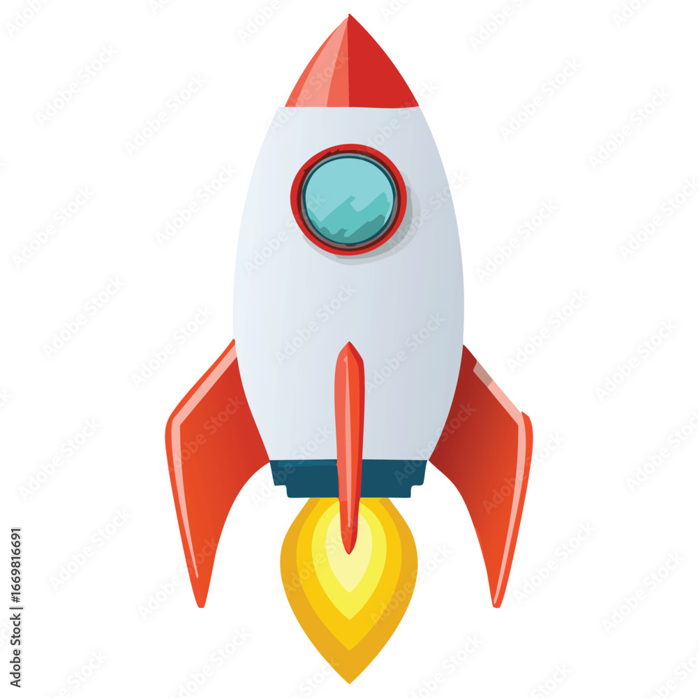 Poster a clean and versatile vector icon of a rocket launching, perfect for use in tech apps, websites, and