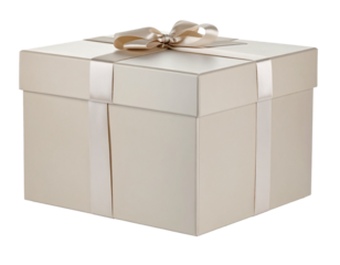 Big red present box with bow isolated on white background.