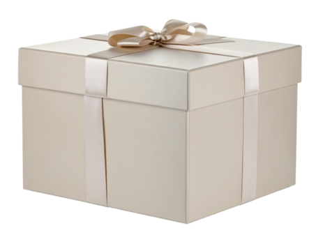 Big red present box with bow isolated on white background.