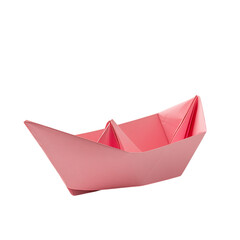 Obraz premium pink paper boat Isolated transparent on white background