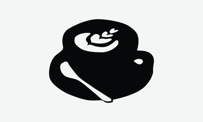 Coffee Silhouette, Illustration for prints on t-shirts and bags, Files as Cutting, Isolated background.