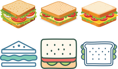 A minimalist and modern vector icon of a sandwich, symbolizing food, lunch, and a delicious meal.