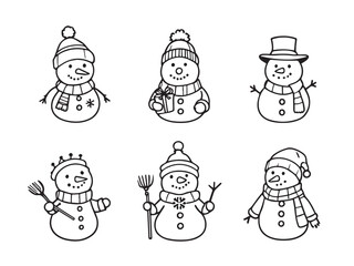 Snowman Festive Outline Art