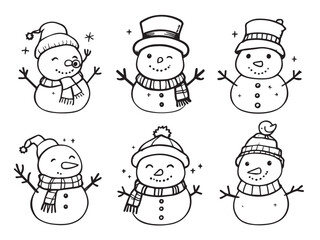 Snowman Holiday Line Drawing
