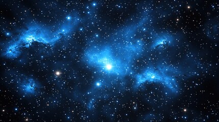 Fototapeta premium Deep Space Starfield with Nebulae in Dark Blue Sky