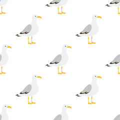 cartoon seagull seamless pattern