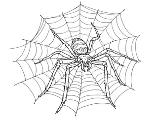 Obraz premium Spider Simple Outline Drawing