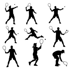 tennis players silhouettes