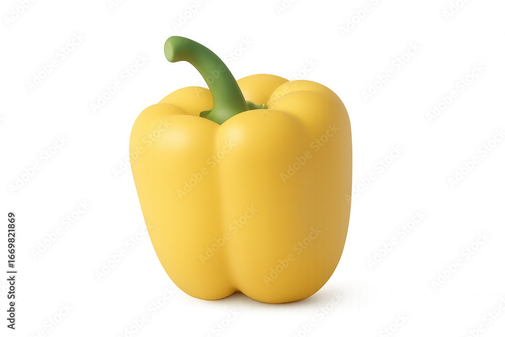 Poster 3d rendering of a yellow bell pepper with green stem isolated on transparent background with clippin
