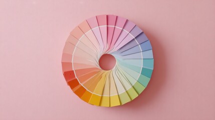 Obraz premium Pastel Color Palette Wheel on Pink Background.