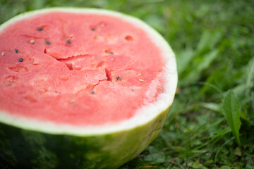 Sliced red watermelon. Juicy food. The berry is delicious.