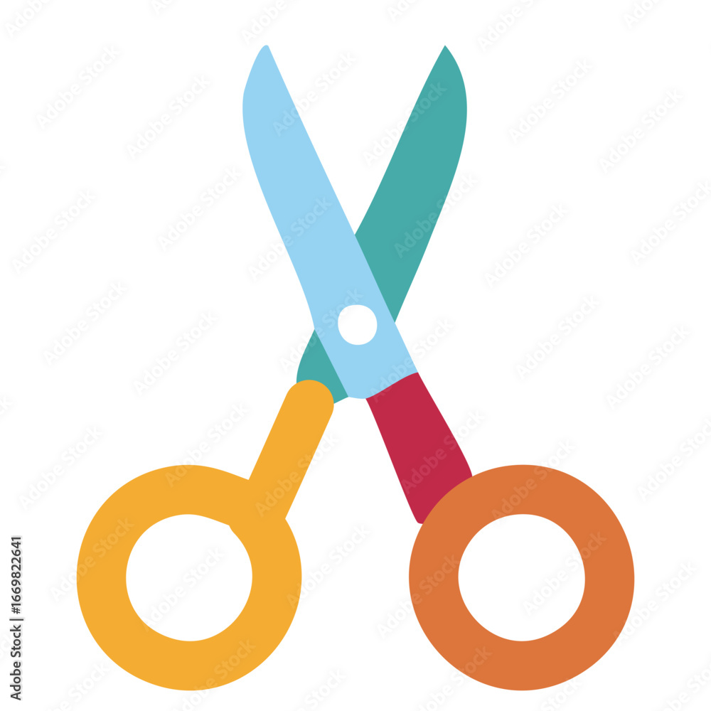 Poster a vibrant and simple vector icon of scissors, representing a fun and playful approach to crafts.