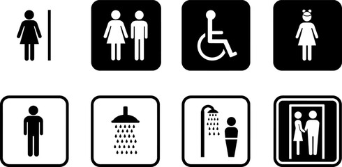 Collection of Public Restroom and Facility Icons