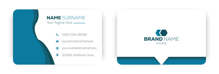 Business card design template, Clean professional business card. Double-sided creative business card template. Portrait and landscape orientation. Horizontal and vertical layout. Vector illustration