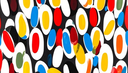 Vibrant Abstract Pattern of Colorful Overlapping Oval Shapes.