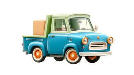 Colorful Cartoon Pickup Truck: A whimsical illustration of a vintage-style pickup truck, with its charming design, and cargo. Perfectly embodies the concept of delivery and transport.
