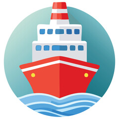 Obraz premium A sleek and professional vector icon of a cargo ship, designed for a variety of digital and print applications, representing global trade and logistics.