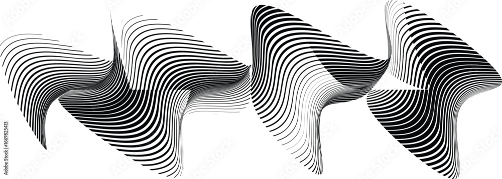 Poster modern artistic layout set with design elements . many lines form wavy shapes in art style . wall ar