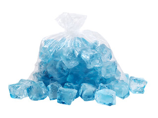 Obraz premium Bagged ice cubes on white background