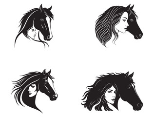 GIRL FACE IN THE HORSE HEAD SILHOUETTE