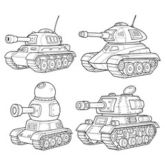 Vintage Military Tank Silhouette Illustration