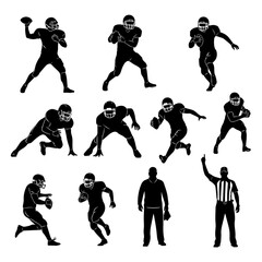 Silhouette of a football player running in a dynamic vector illustration