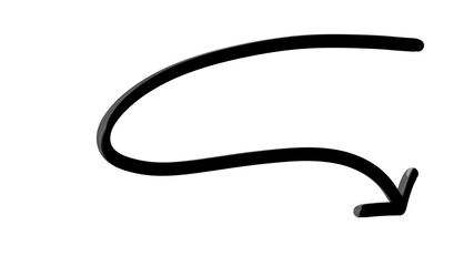 Curved Arrow Black Metallic Icon Design Isolated on Transparent Background PNG Artistic Modern Vector Unique Shape