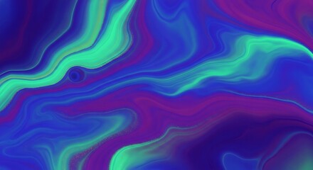 Mesmerizing fluid art with iridescent blue, green, purple swirls and glitter accents.