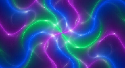 Vibrant abstract pattern with swirling luminous waves and glowing points.