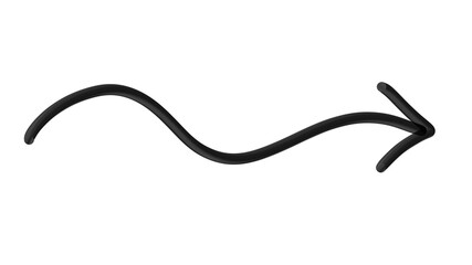 Isolated Artistic Curved Arrow Black Metallic Icon PNG Background Modern Stylish Symbol Unique Glossy Abstract Graphic