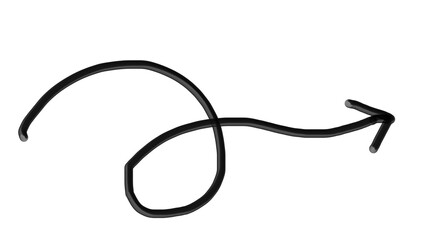 Metallic Curved Arrow Black Icon PNG Isolated Artistic Symbol on Transparent Background Vector Modern Stylish Graphic