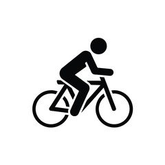 Obraz premium Illustration of a cyclist in silhouette rides a bicycle, isolated on white