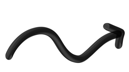 Bold Curved Arrow Black Metallic Icon PNG Isolated Modern Artistic Symbol Transparent Background Stylish Vector Design