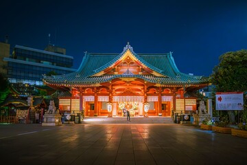 Obraz premium Illuminated Kanda Myojin Shrine at Night