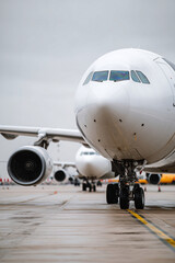Obraz premium Cargo airplanes parked at international airport , no logo ,no text