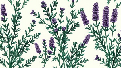 Elegant lavender sprigs with green leaves