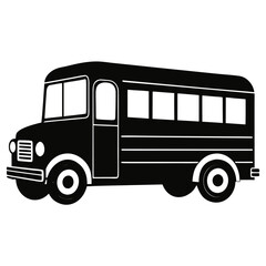 Classic school bus silhouette black and white design