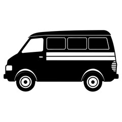 Black silhouette of a van with white background