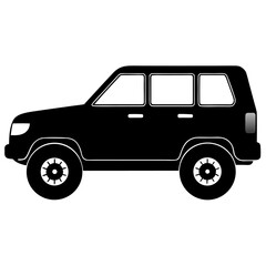 Black silhouette of an suv with white outline