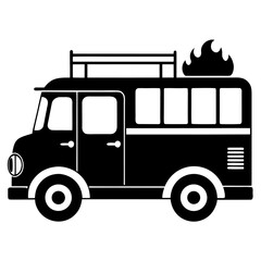 Solid black silhouette of a fire truck